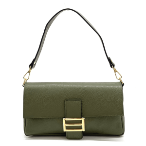 Ženska torbica s 2 ručke od prave kože Napolitana – Tamno zelena
