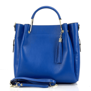 Ženska torba od prave kože Carolina – Plava boja