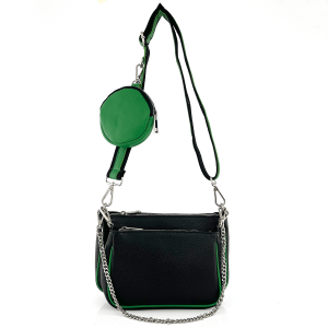 Set od 2 torbe za rame od prave kože – Crna boja/Zelena