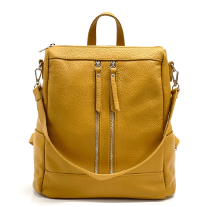 2 u 1 – Ruksak i torba od prave kože  – Senf žuta boja