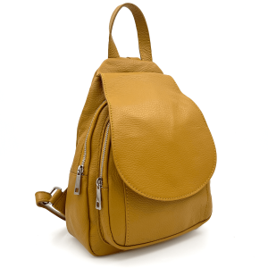 Ženska ruksak od prave kože  – Senf žuta boja