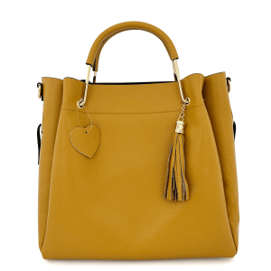 Ženska torba od prave kože Carolina – Senf žuta boja